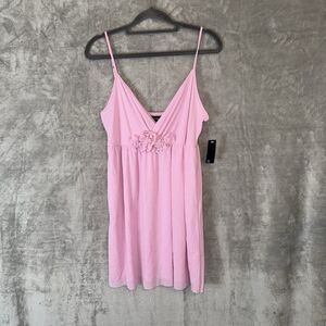 Vintage Y2K Pink Babydoll Mini Dress Tunic Tank Size Large Coquette Dainty NWT